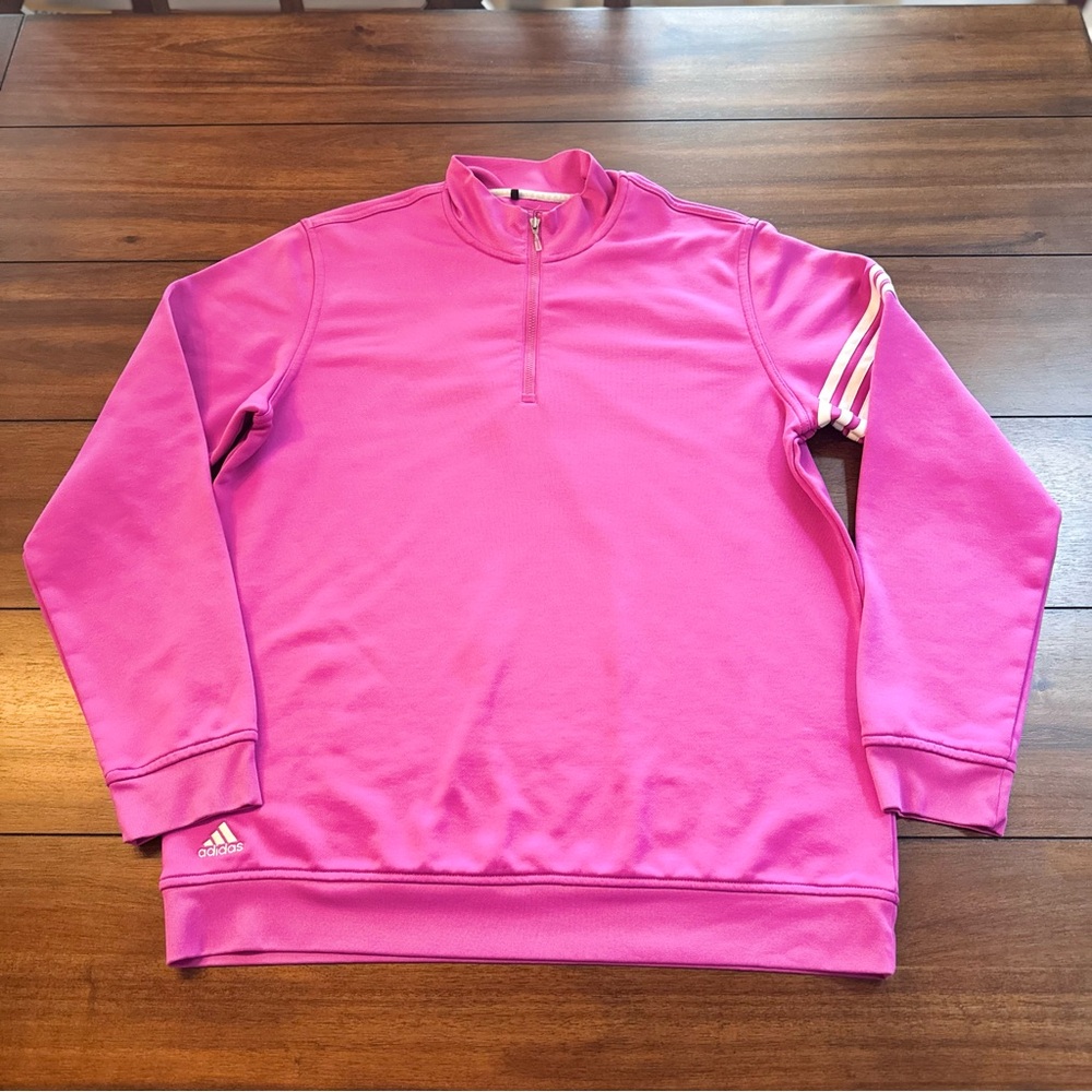 Adidas Men’s Golf Climalite 1/4 Zip Long Sleeve Pullover Athletic Pink Sz Medium